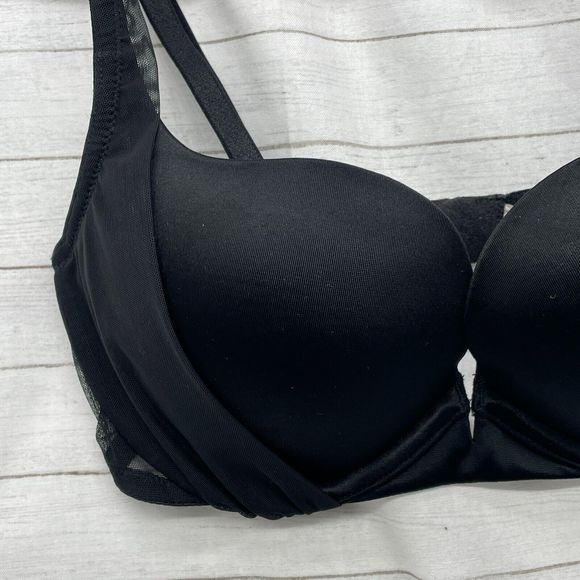 NWT-Victoria's Secret Womens Padded Demi Pushup Bra Size 32C  Black Underwire - Picture 2 of 9